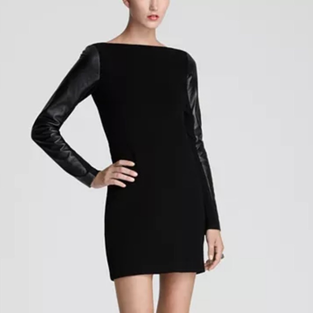 Nicole Miller Atelier leather and sweater mini dress size L